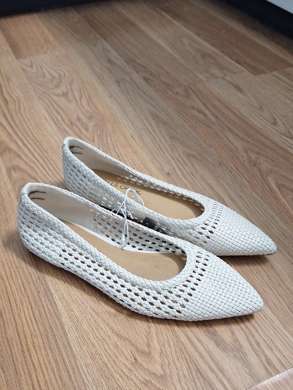 Falls Creek Woven Pointed-Toe Flats in Cream